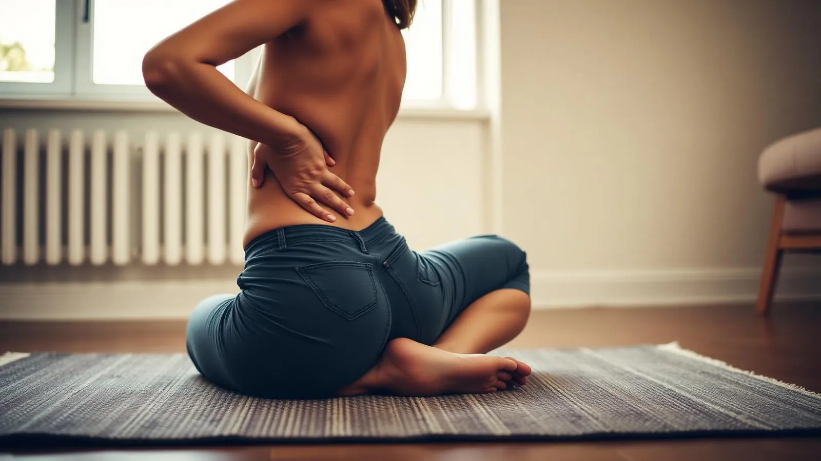 A person stretching the lower back to relieve sciatica